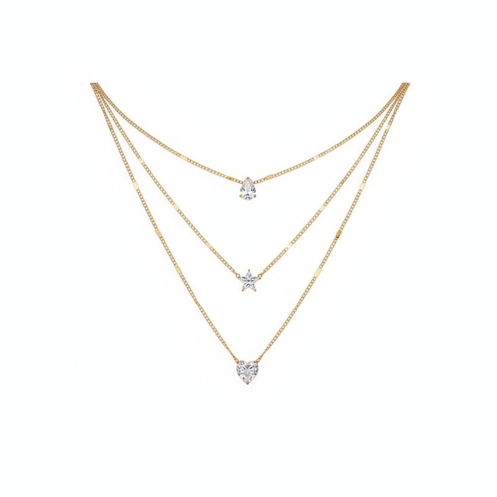 Trendy Zircon Pendant Necklace For Women Multilayer Chain Choker Fashion Female Party Shiny Jewelry Gift