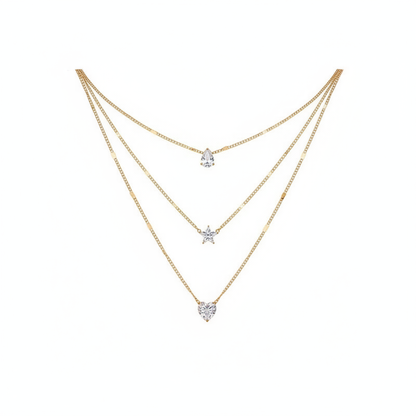 Trendy Zircon Pendant Necklace For Women Multilayer Chain Choker Fashion Female Party Shiny Jewelry Gift