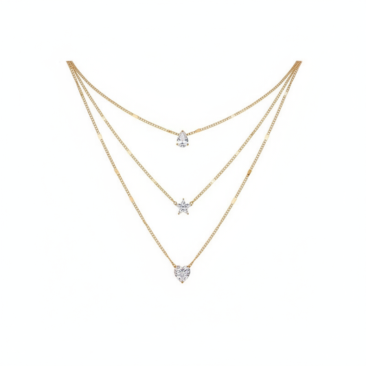 Trendy Zircon Pendant Necklace For Women Multilayer Chain Choker Fashion Female Party Shiny Jewelry Gift